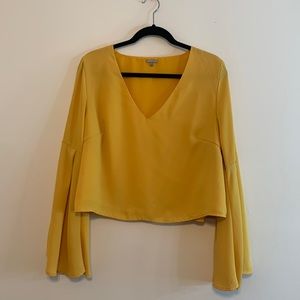 XL Yellow Blouse with Trumpet Sleeves